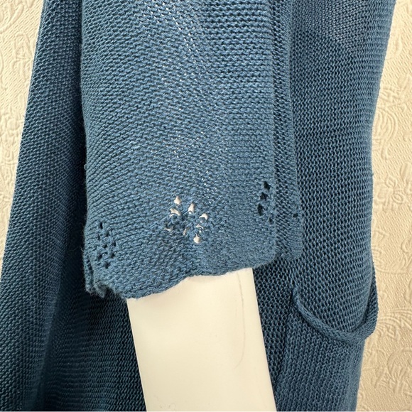 Cheyenne OSFM Teal Boatneck Sweater with Pointelle Hem - Picture 11 of 12